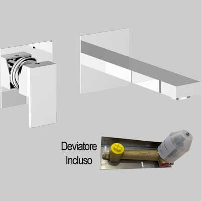 Batteria Lavabo Incasso a Parete Pillar C Scarico Click Clack Teorema - 2
