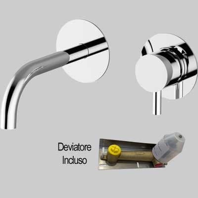 Batteria Lavabo Incasso a Parete Jabil 25 C Scarico Click Clack Teorema - 2
