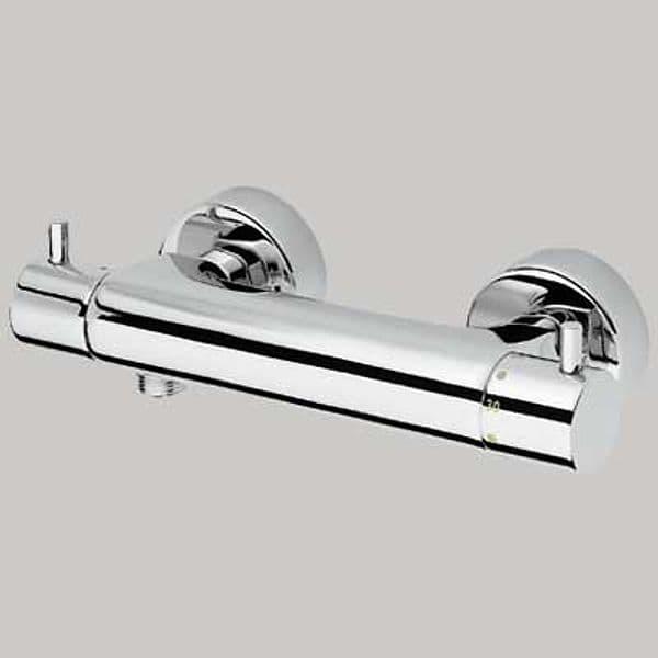 Rubinetto Miscelatore Doccia Esterno Termostatico Disco Cromo Paini - 2