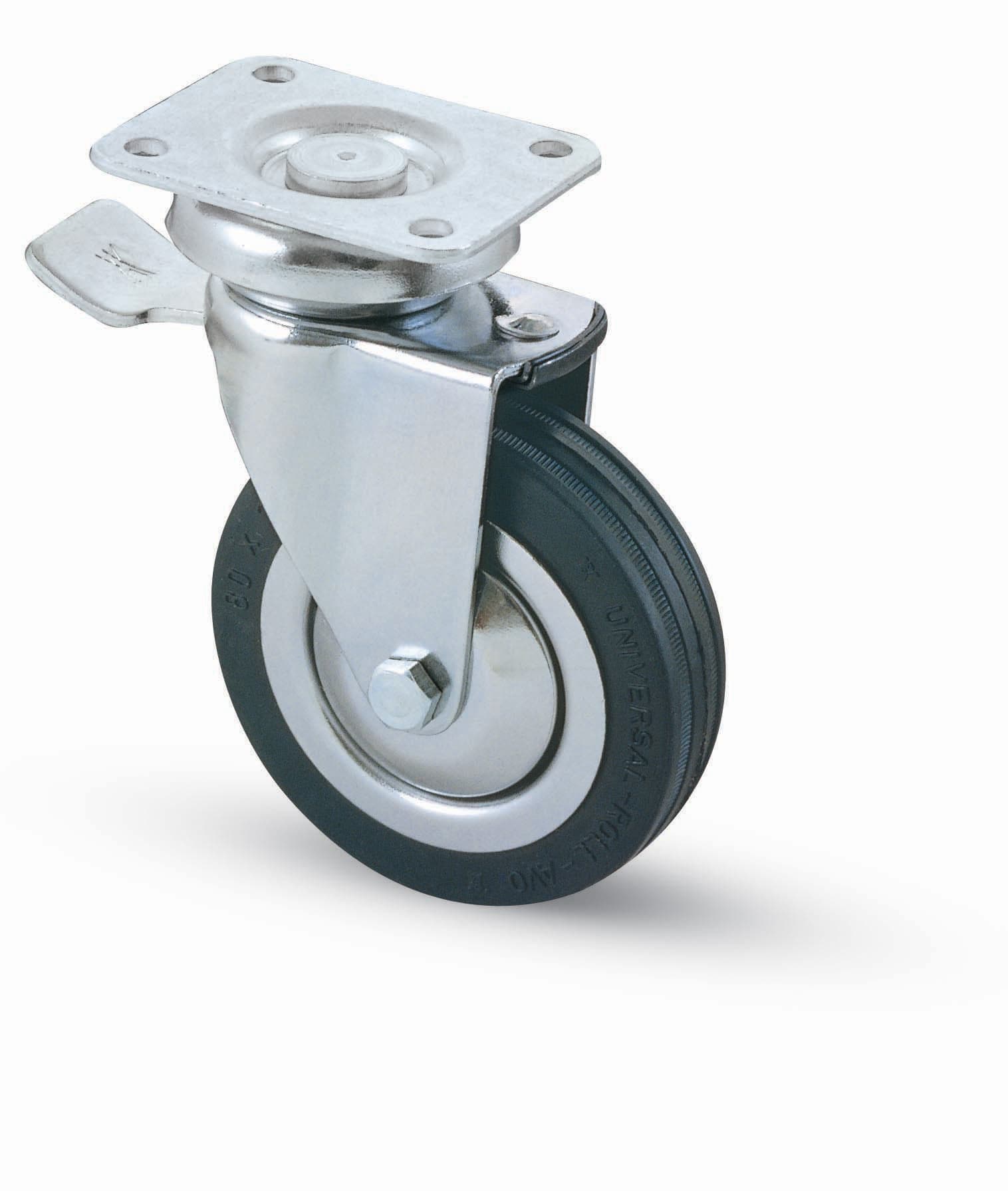 Ruota Carrello D 80 mm 155 Bis Piastra con Freno Avo