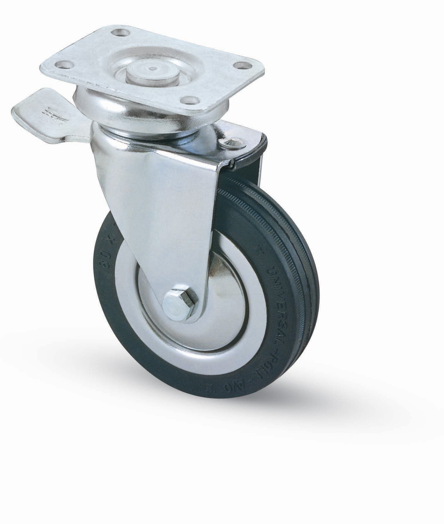 Ruota Carrello D 100 mm 155 Bis Piastra con Freno Avo