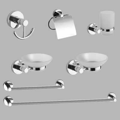 Kit Accessori Bagno 7 Pezzi Serie Carol Cromo Vetro Cardinale - 2