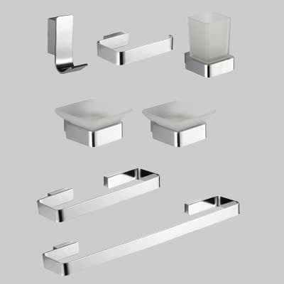Kit Accessori Bagno 7 Pezzi Serie Mary Cromo Vetro Cardinale - 2