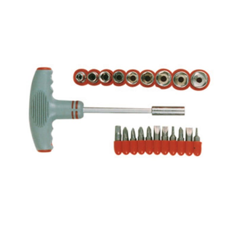 Cacciavite Giravite a T C 9 Bussole e 11 Inserti RIF.76750 China T Max 6044 - 2