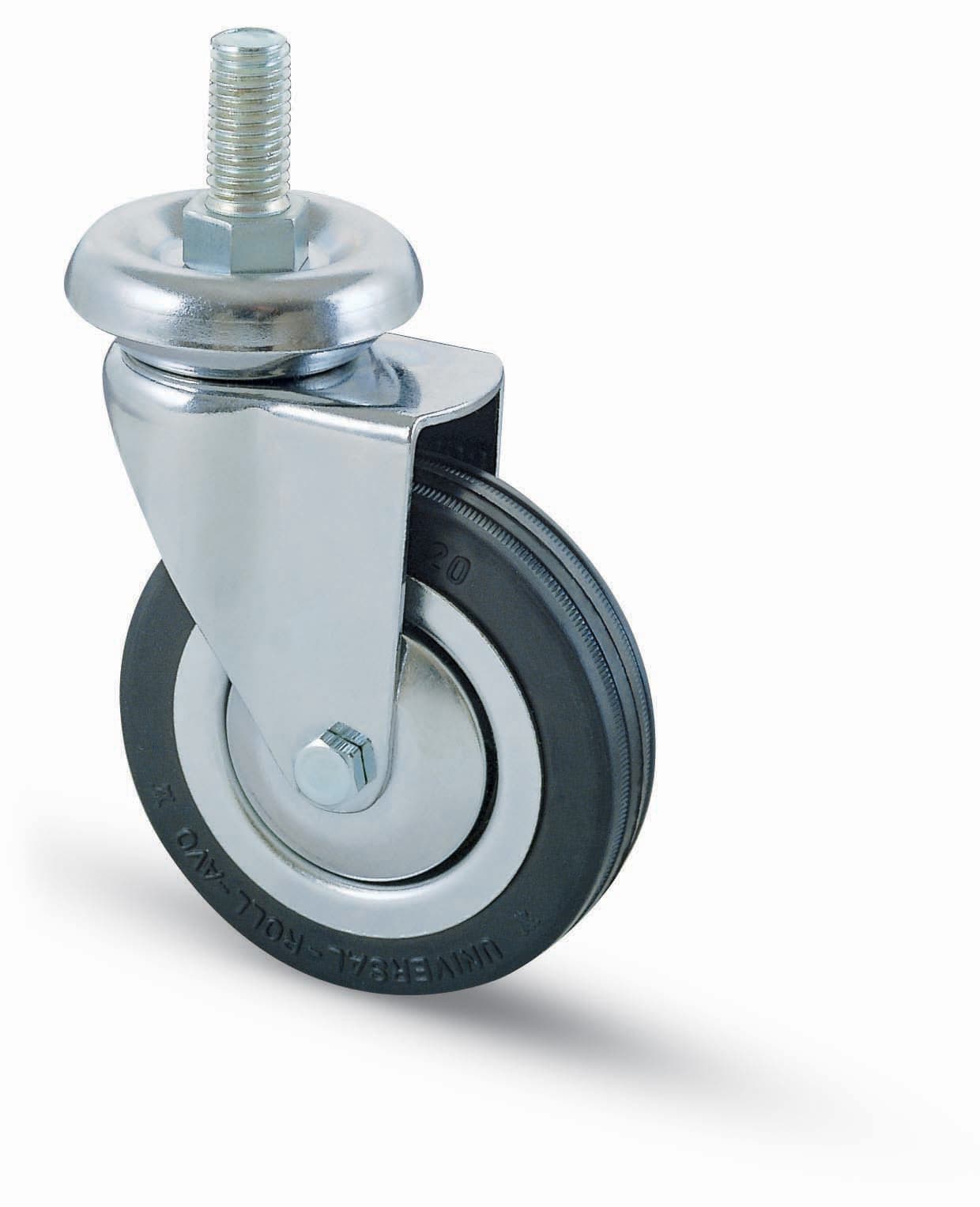 Ruota Carrello D 80 mm Gomma 155 B Perno 12MA Avo 4 Pezzi