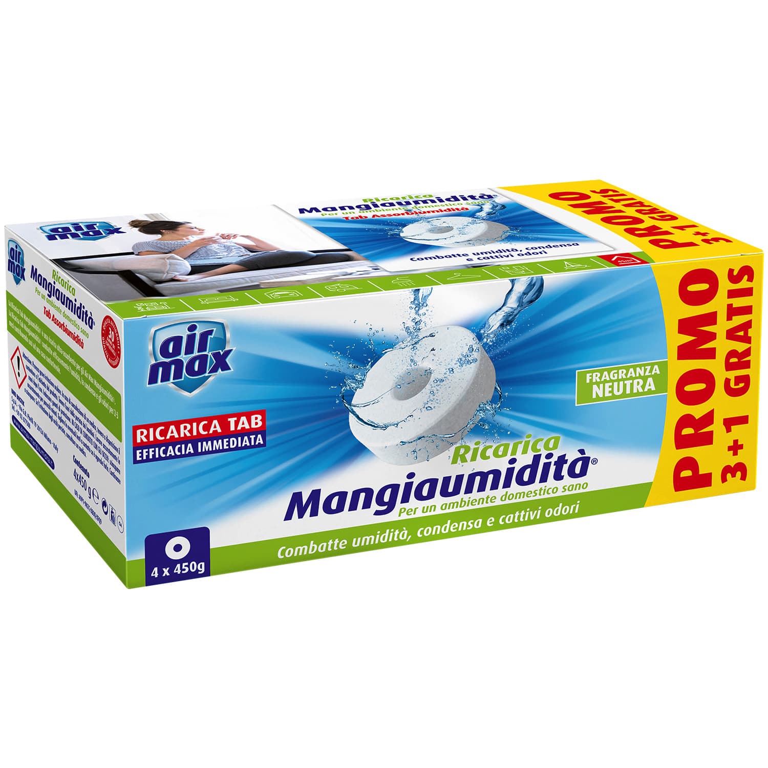 Airmax Assorbiumidita Ricarica Tab Neut 450 g 6 Confezione 4 Pezzi
