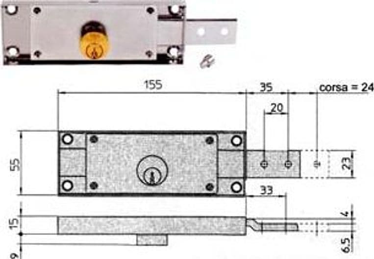 Serratura per Serranda Laterale Cilindro Fisso Tondo Dx 155 2 Pezzi – Viro