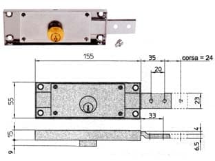 Serratura per Serranda Laterale Cilindro Fisso Tondo Dx 155 2 Pezzi - 2