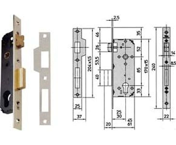 Serratura da Infilare a Cilindro 1 Mandata 7435 25 mm (7435.25) Viro
