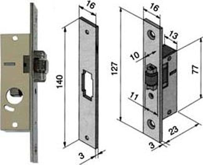 Serratura da Infilare per Montanti Solo Rullo 114 15 mm (11415010) Welka - 2