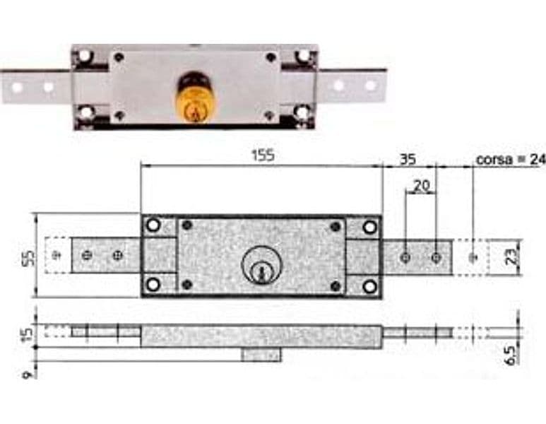 Serratura Cilindro Fisso Tondo Centrale 8231 155 MMX15X55H 2 Pezzi - 2