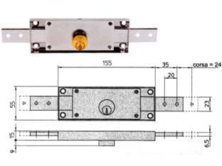 Serratura Cilindro Fisso Tondo Centrale 8231 155 MMX15X55H 2 Pezzi - 2