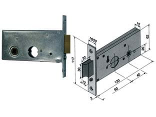 Serratura da Infilare per Fasce Catenaccio e Scrocco 62 mm H 123 60 mm - 2