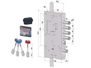 Serratura Triplice Applicare Porte Blindate D.m.+c.eur.rev. INT.28 243 - 2