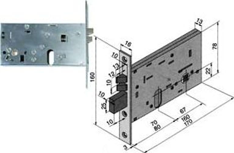 Elettroserratura da Infilare per Fasce 78 mm H 306 70 mm (30670010) Welka - 2