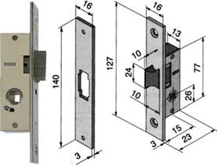 Serratura da Infilare per Montanti Solo Scrocco 113 15 mm (11315010) Welka - 2