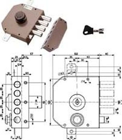 Serratura Triplice da Applicare con Scrocco con Pomolo a Pompa Cod 316941 - 2