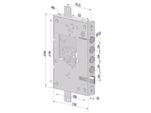 Serratura Triplice Applicare per Porte Blindate Nuda S Cuore INT.28 25 Dx - 2