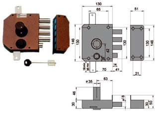 Serratura Triplice da Applicare con Scrocco Doppia Mappa 20530 60 mm Dx - 2