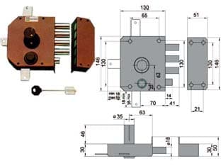 Serratura Quintuplice da Applicare con Scrocco Doppia Mappa 20550 60 mm Dx - 2