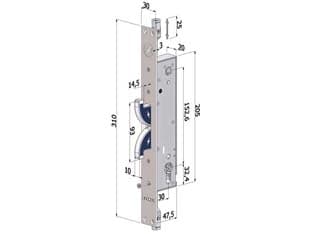 Serratura Triplice Hooks in Acc.inox Prof. Europeo per Persiane 2143 30 mm - 2