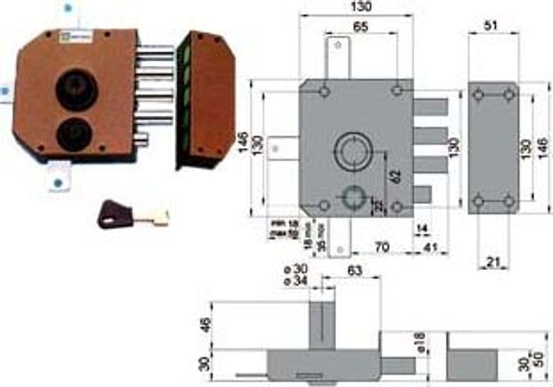 Serratura Quintuplice da Applicare con Scrocco a Pompa 30650 60 Cod 142441 – Mottura