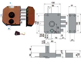 Serratura Quintuplice da Applicare con Scrocco a Pompa 30650 60 Cod 142441 - 2