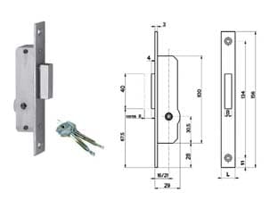 Serratura da Infilare per Montanti Solo Catenaccio 9031416 16 mm (9031416) - 2