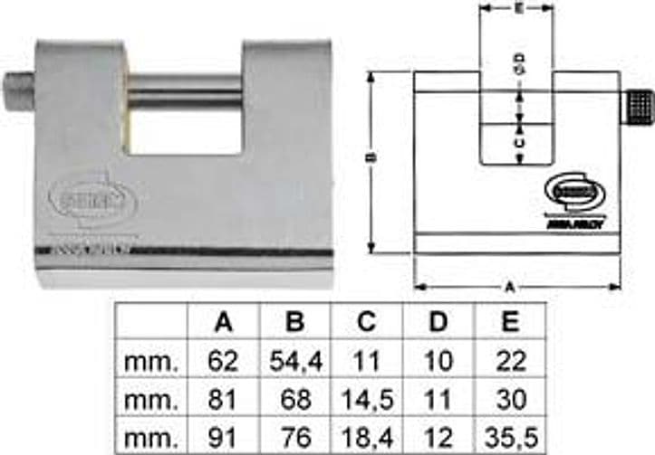 Lucchetto Corazzato a Una Bocca Acciaio PL211 Ka 60 mm (PL2116000) Corbin - 2
