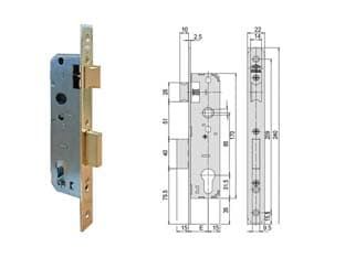 Serratura da Infilare a Cilindro 1 Mand. Bordo Quadro 5C012 25 mm - 2