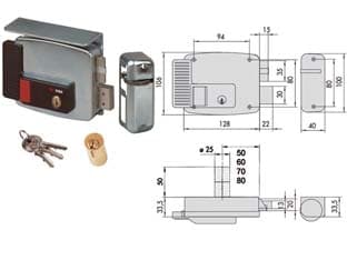 Elettroserratura per Cancelli Tetto e Pulsante Interno 2 Mandate Cod 244299 - 2