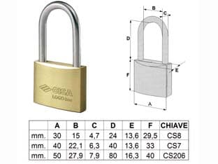 Lucchetto Logo Ottone Arco Lungo 21011 40 mm (ART.21011400) Cisa 12 Pezzi - 2