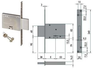 Serratura da Infilare Doppia Mappa 57013 60 mm (57013600) Cisa - 2