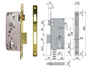 Serratura da Infilare Cisa Logo Bordo Quadro 5C611 70 mm (5C611700) Cisa - 2