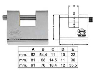 Lucchetto Corazzato a Una Bocca Acciaio PL211 Ka 90 mm (PL2119000) Corbin - 2
