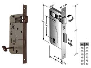 Serratura a Bussola da Infilare Bordo Quadro Bronzato 45 mm Bordo Cod 10771 - 2