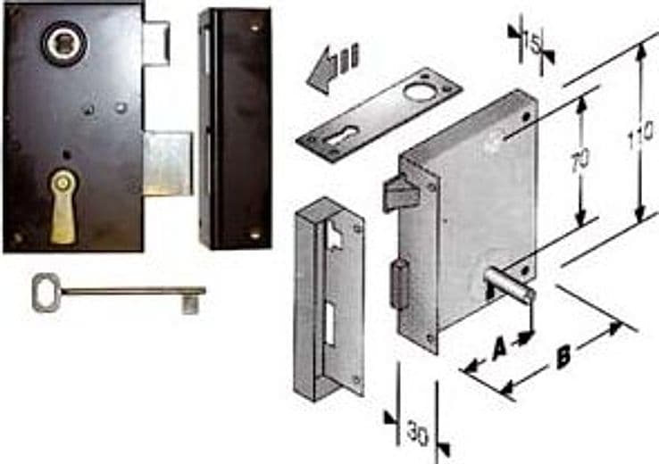 Serratura da Applicare per Cantine 185 Entrata 35 mm Lunghezza 60 Cod 54249 - 2
