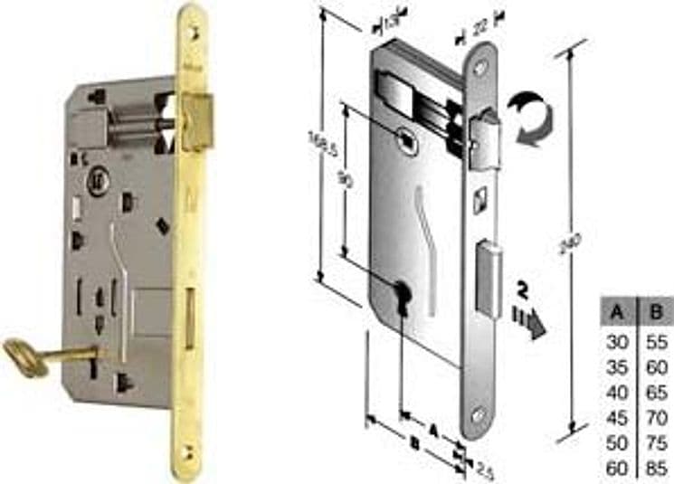 Serratura a Bussola da Infilare Bordo Tondo Ottonato 50 mm Bordo Cod 57622 – Bonaiti