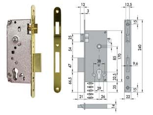 Serratura a Infilare Logo Bordo Tondo 5C631 40 mm (5C631400) Cisa Logo - 2