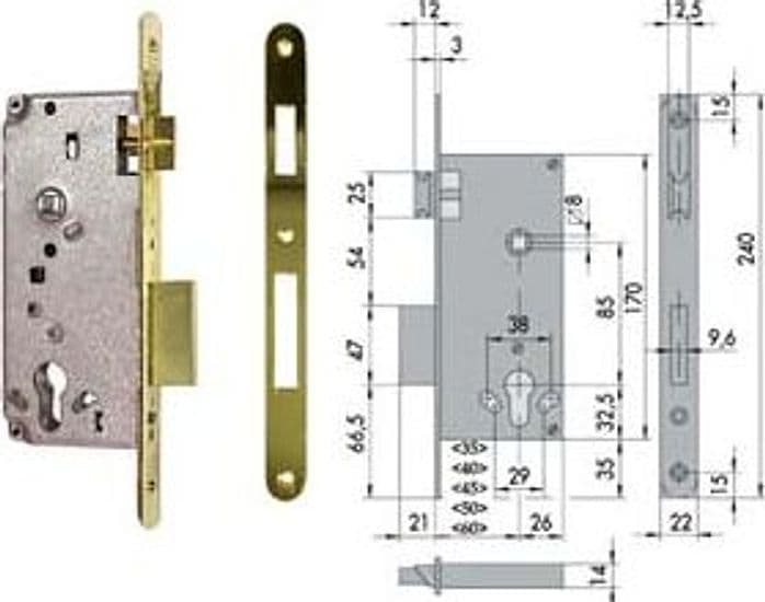 Serratura a Infilare Logo Bordo Tondo 5C631 45 mm (5C631450) Cisa Logo