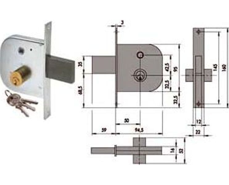 Serratura Infilare per Cancelli con Quadro Catenaccio e Scrocco 2 Cod 65436 – Cisa