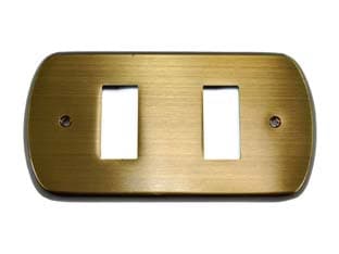 Coprinterruttori Svedese 2 Posti in Ottone Satinato Fume' in Ottone 2 Pezzi - 2