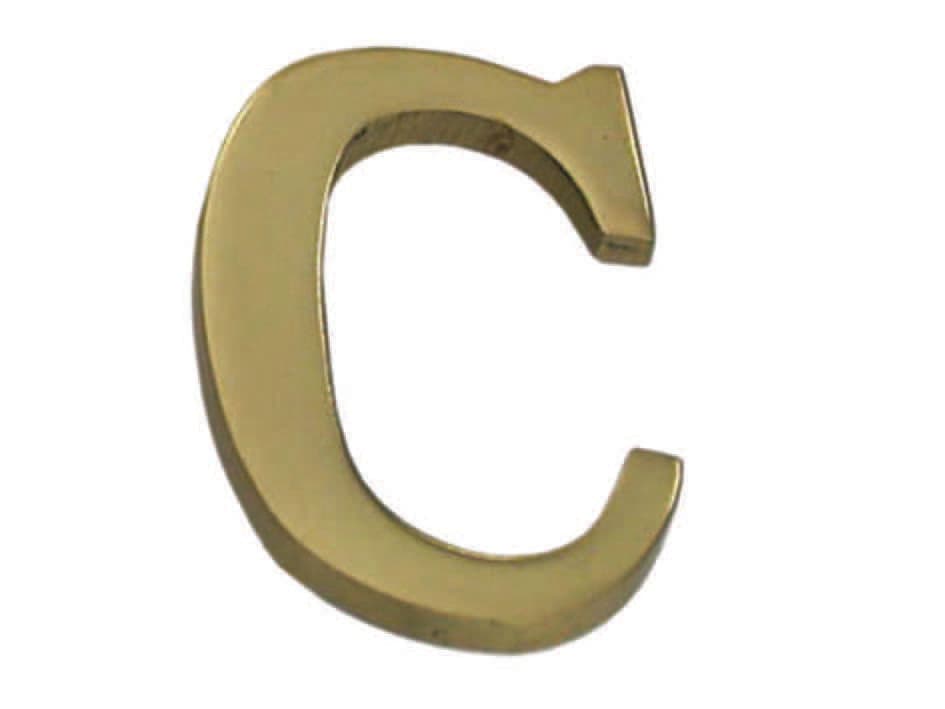 Lettera Alfabeto C in Ottone Lucido 5 Pezzi - 2