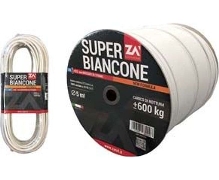 Cavetto Acciaio Rivestito in PVC Bianco in Acciaio Zincato Ø 5 mm Mmx 20 m