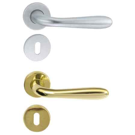 Maniglia Agnone con Rosetta e Bocchetta Foro Patent Cromo Satinato - 2