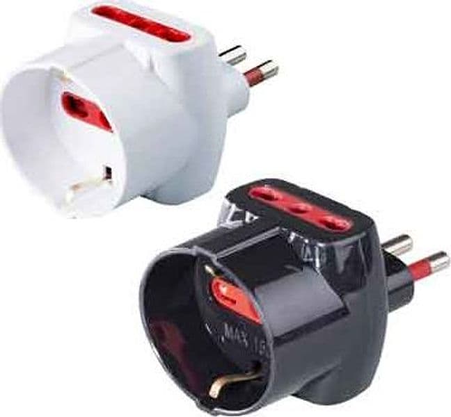 Adattatore Triplo Schuko Bivalente 16A Prese 10 e 16 A 2P con T Colore Nero – Rosi