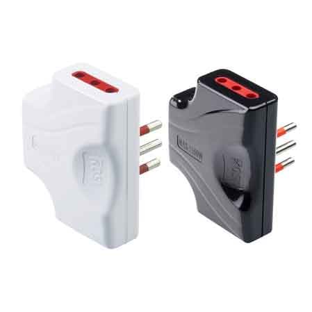 Adattatore Triplo Extrapiatto 10A Rosi 2P Prese 10A 2P con T Colore Nero - 2