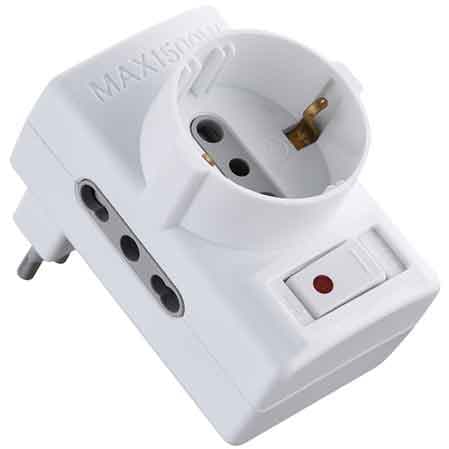 Adattatore Triplo con Interruttore Electraline Presa 10 e 16 A 2P con T - 2