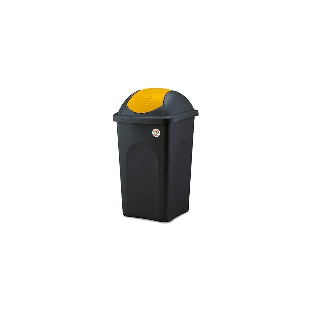 BIDONE MULTIPAT CON BASCULA LT.60- - cm.39x39x68h. - nero/giallo - 3 pezzi STEFANPLAST