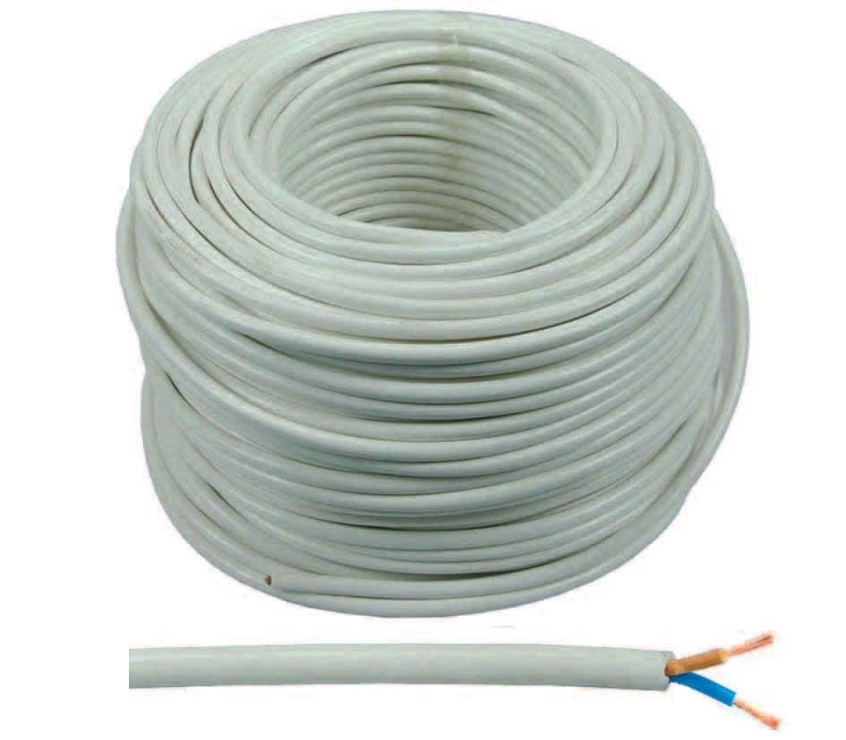 Cavo Elettrico Bipolare Similgomma Bianco H05VV F 2X MMQ.1 Bianco 100 m - 2